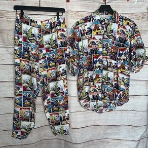 RARE Vintage Michael Seroy Comic Book Graphic Shirt And Pant Set - Size Small